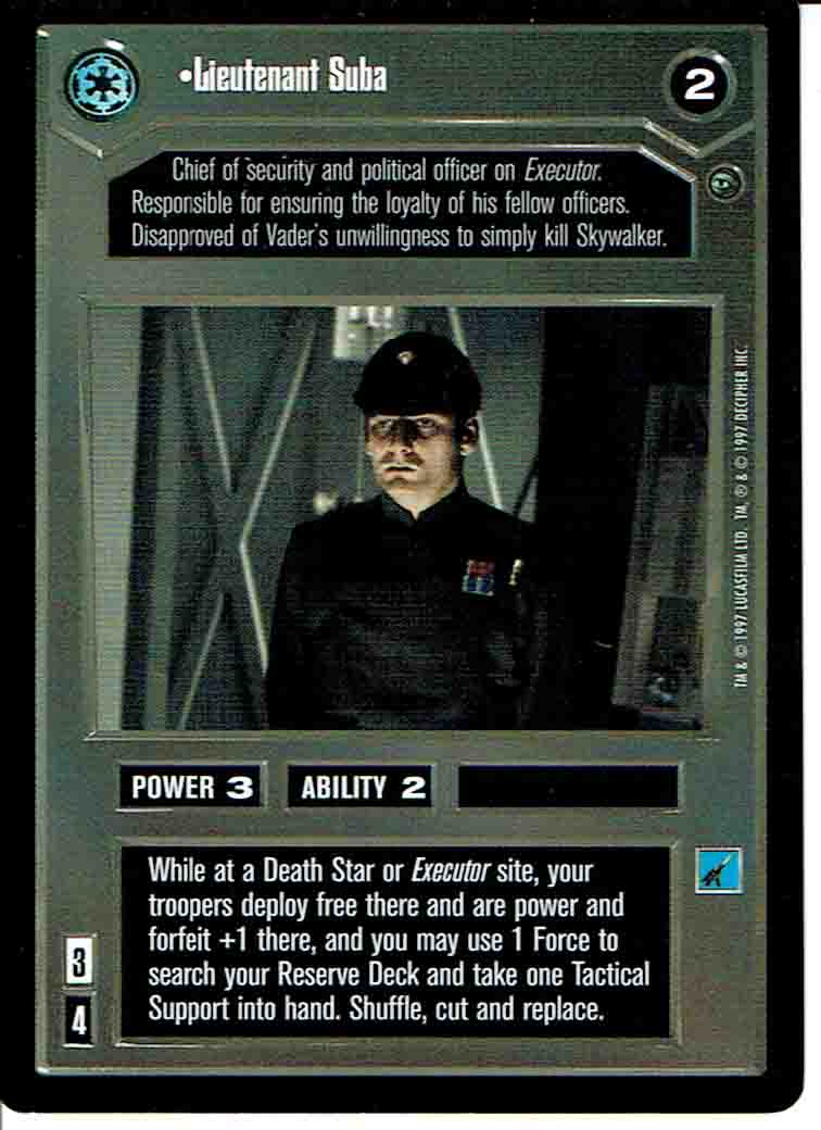 STAR WARS CCG DAGOBAH BLACK BORDER DARK SIDE LIEUTENANT SUBA ex