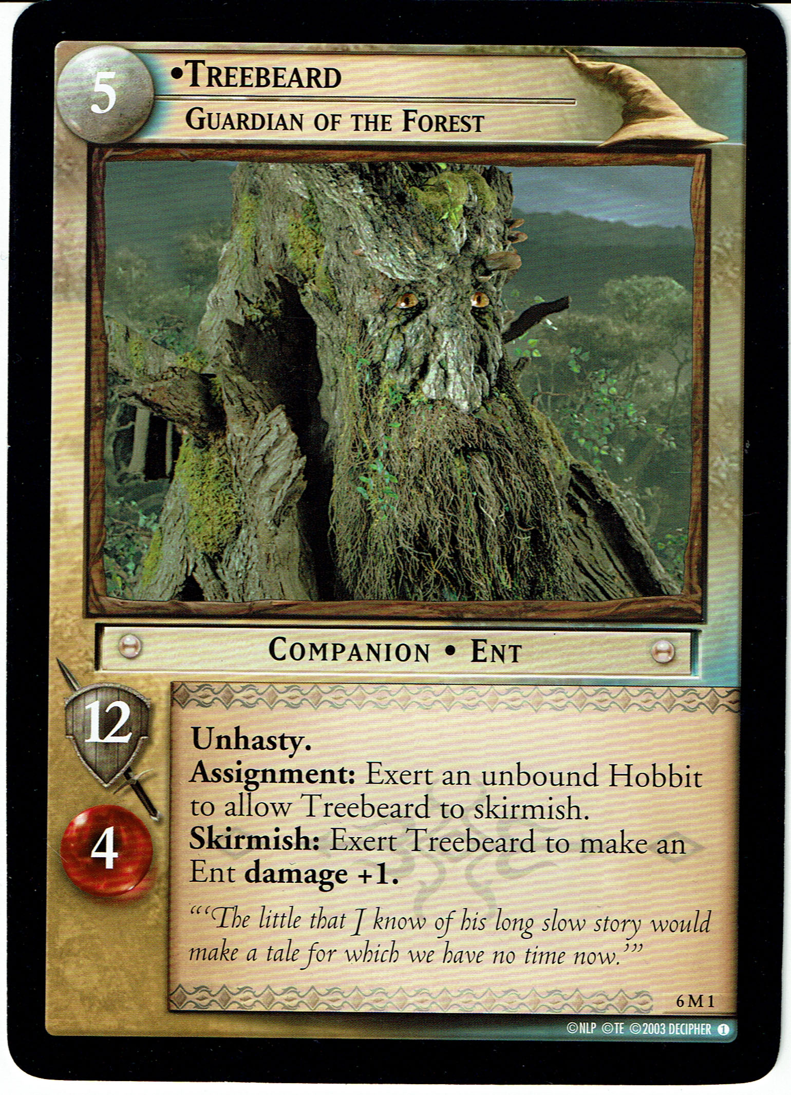 LORD OF THE RINGS TCG / CCG OVERSIZED PROMO 6M1 TREEBEARD GUARDIAN OF THE FOREST lp
