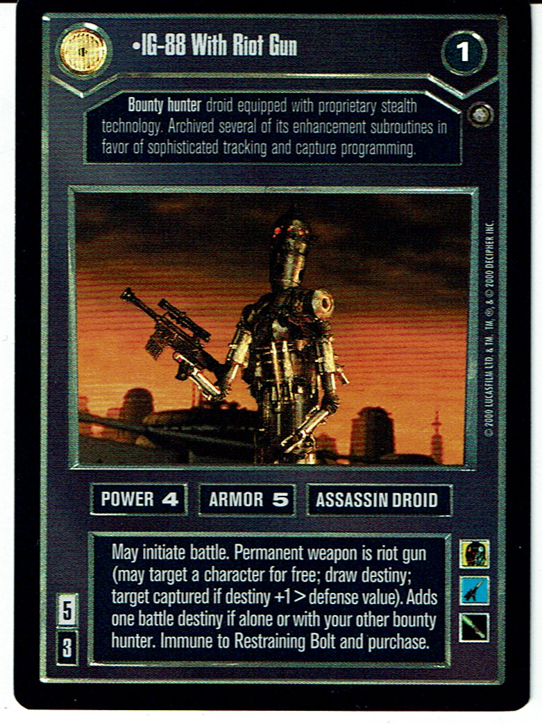 STAR WARS CCG REFLECTIONS II SRF DARK SIDE FOIL IG-88 WITH RIOT GUN ex