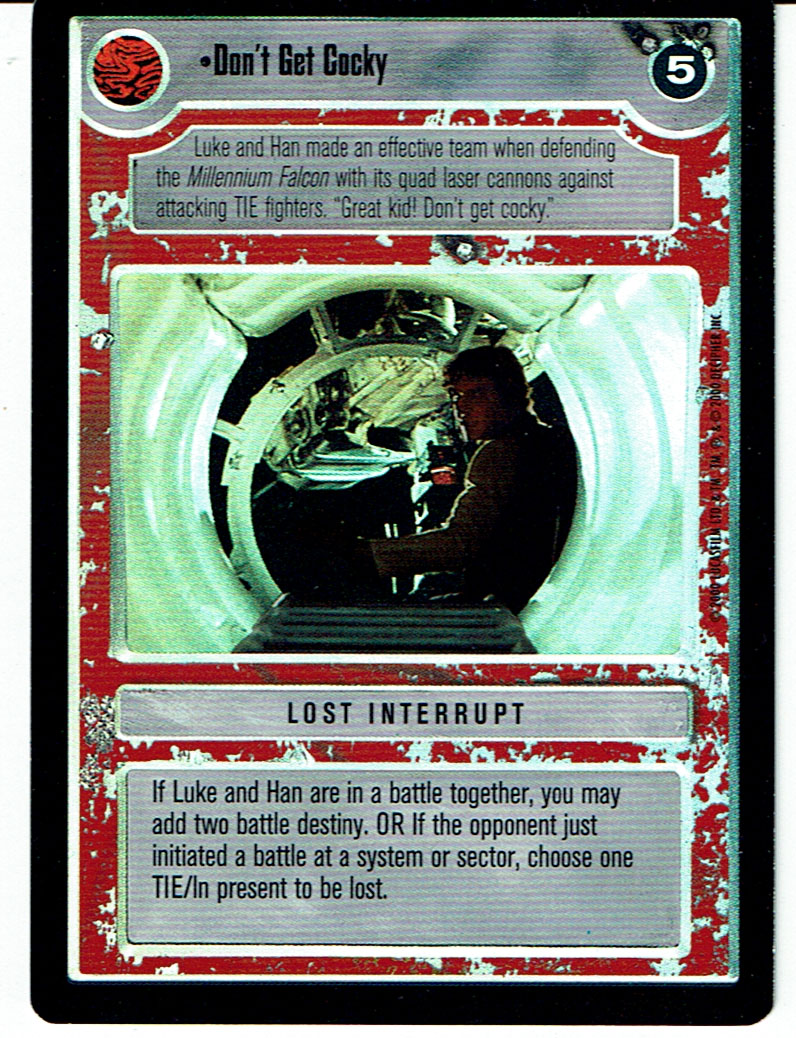 STAR WARS CCG REFLECTIONS II SRF LIGHT SIDE FOIL DON'T GET COCKY ex