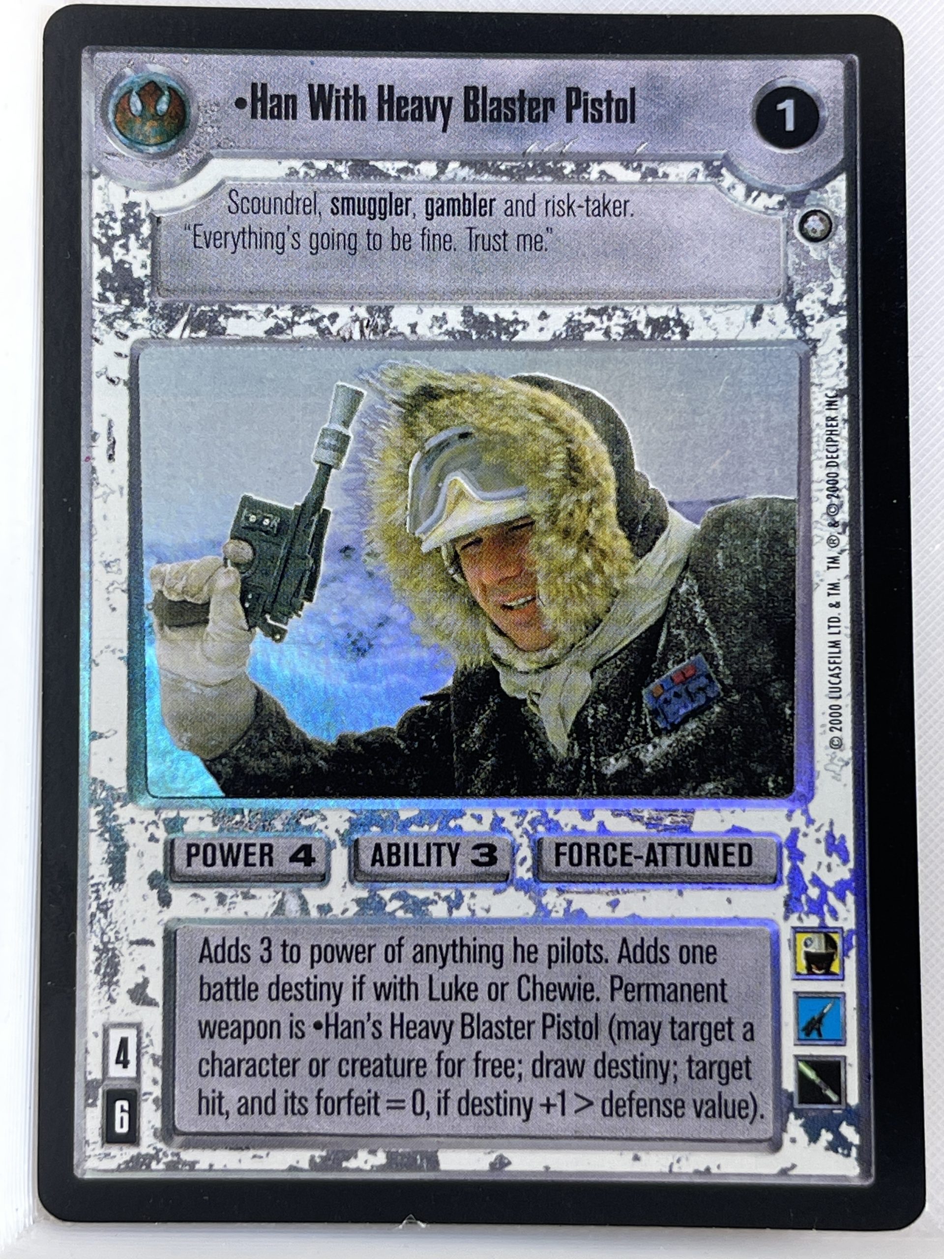 STAR WARS CCG REFLECTIONS II FOIL HAN WITH HEAVY BLASTER PISTOL ex