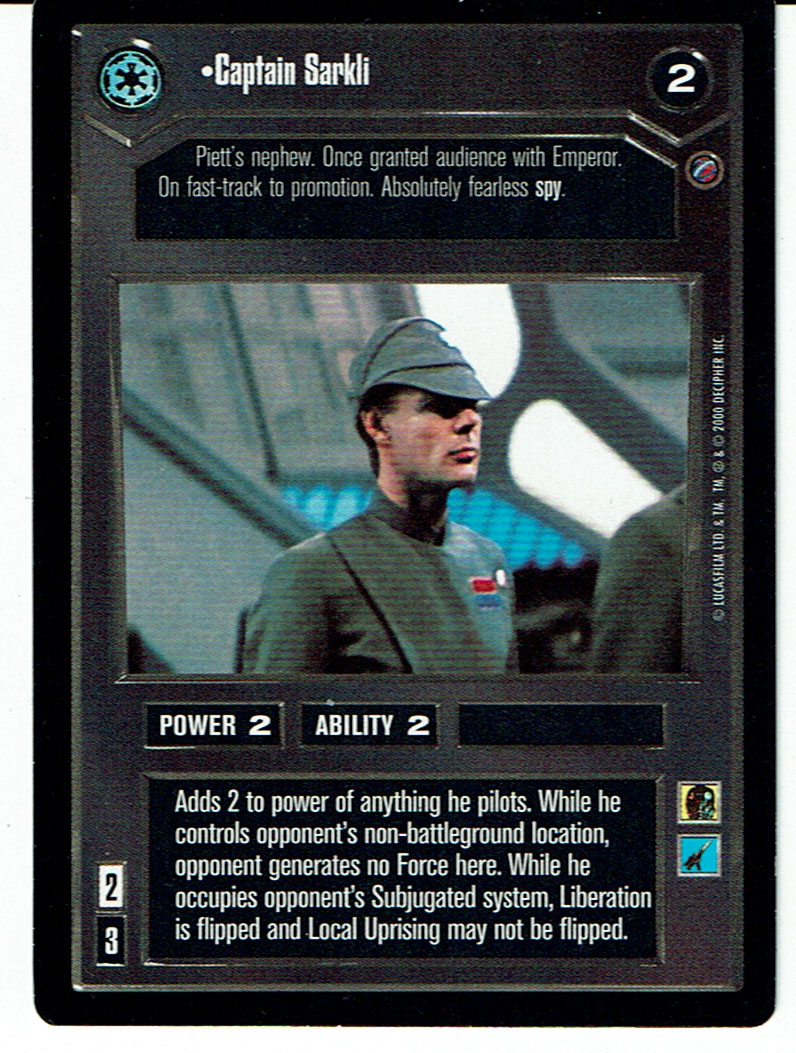 STAR WARS CCG DEATH STAR II RARE CARD CAPTAIN SARKLI ex