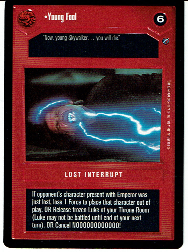 STAR WARS CCG DEATH STAR II RARE CARD YOUNG FOOL ex