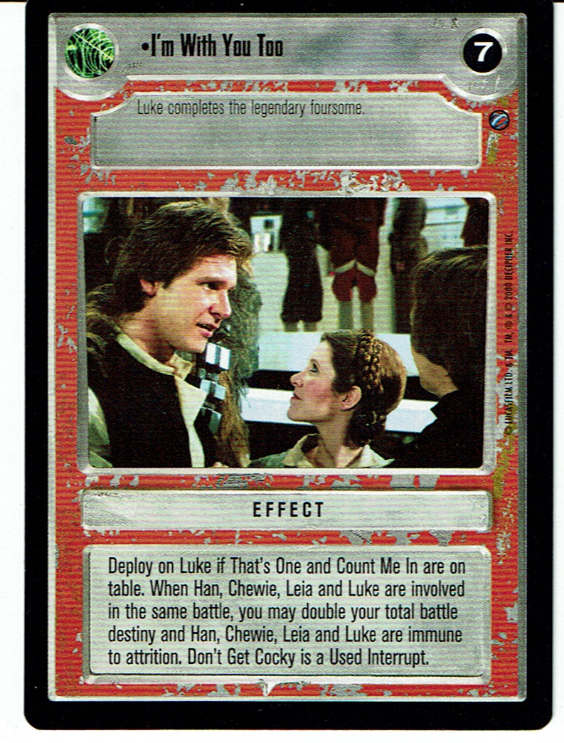 STAR WARS CCG DEATH STAR II RARE CARD I'M WITH YOU TOO ex