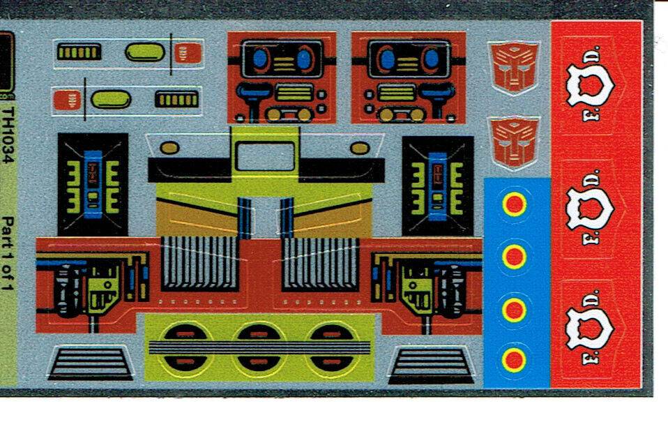 TRANSFORMERS GENERATION 1, G1 AUTOBOT INFERNO REPRO LABELS / STICKERS