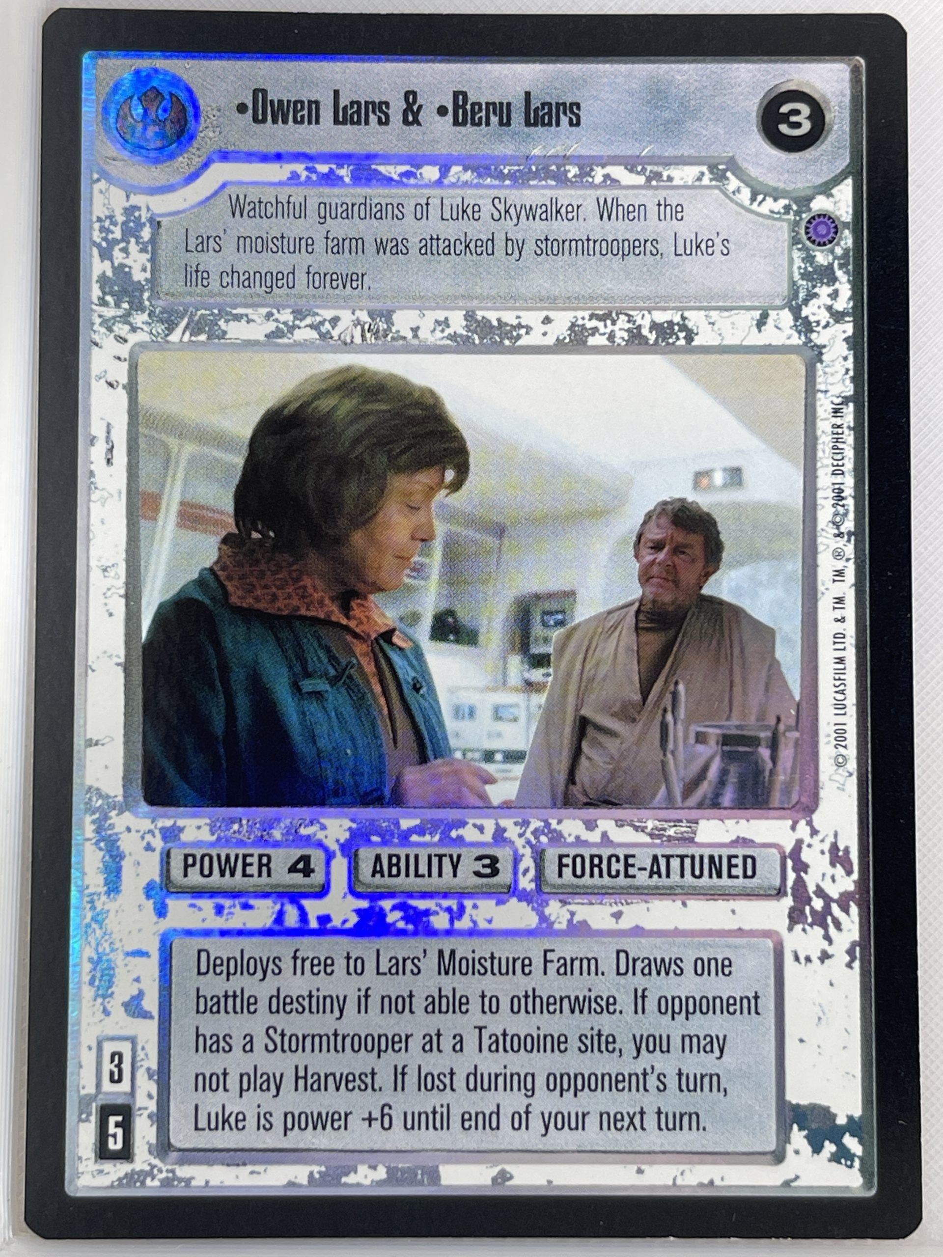 STAR WARS CCG REFLECTIONS III SRF LIGHT SIDE FOIL OWEN LARS & BERU LARS ex