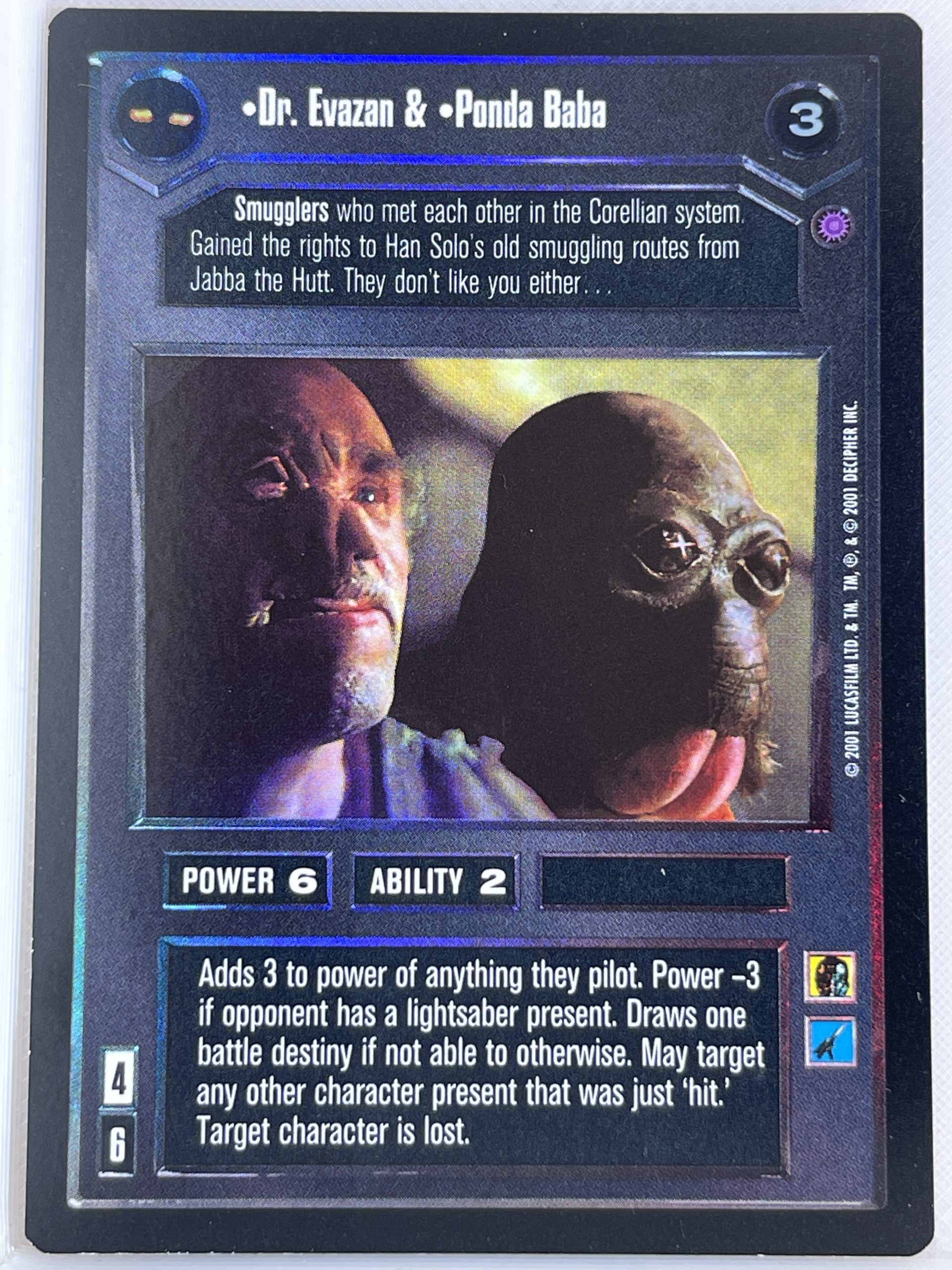 STAR WARS CCG REFLECTIONS III SRF DARK SIDE FOIL DR. EVAZAN & PONDA BABA ex