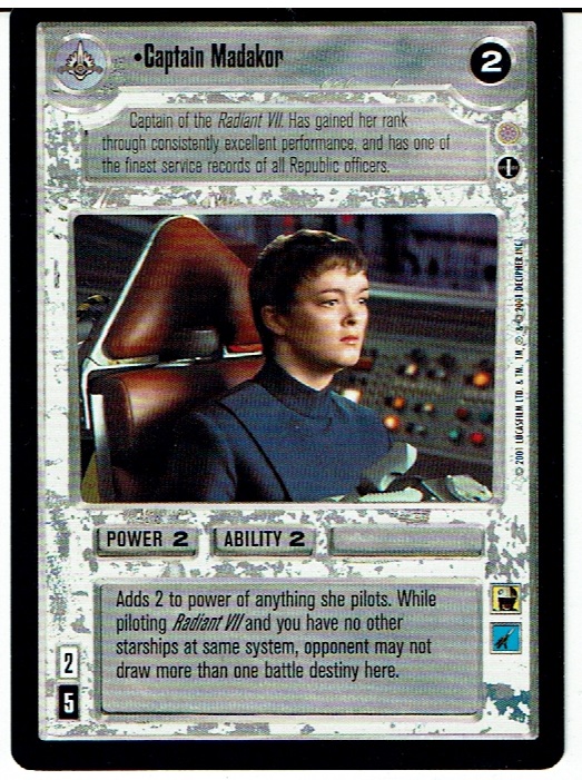 STAR WARS CCG CORUSCANT, LIGHT SIDE RARE CARD CAPTAIN MADAKOR ex