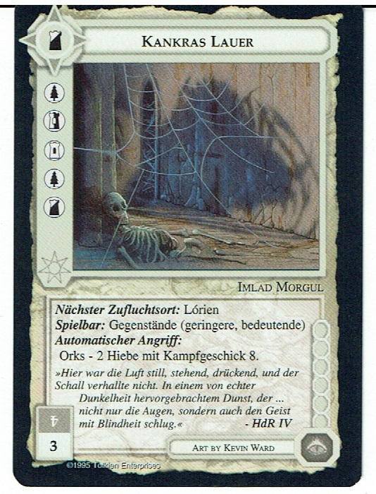 MIDDLE EARTH BLACK BORDER PREMIER RARE CARD SHELOB'S LAIR / KANKRAS LAUER (German) ex