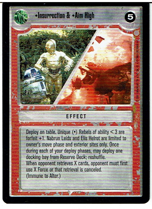 STAR WARS CCG CORUSCANT, LIGHT SIDE RARE CARD INSURRECTION & AIM HIGH ex