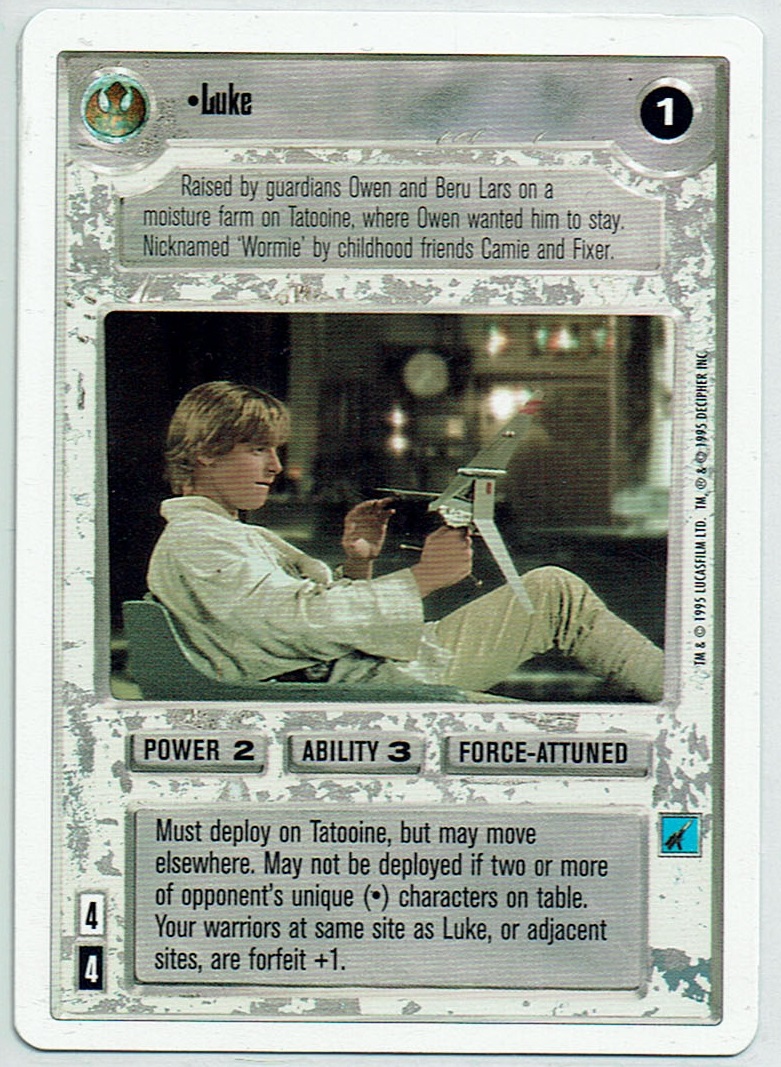 STAR WARS CCG PREMIERE 2 PLAYER CARD LUKE ex