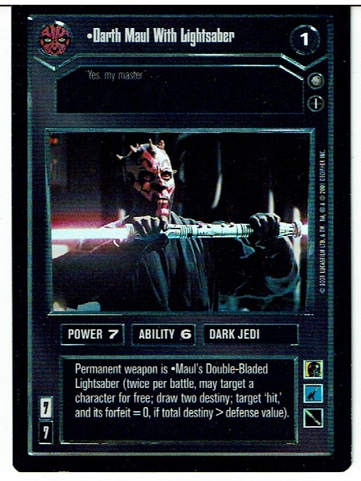 STAR WARS CCG TOURNAMENT FOIL, DARTH MAUL WITH LIGHTSABER ex
