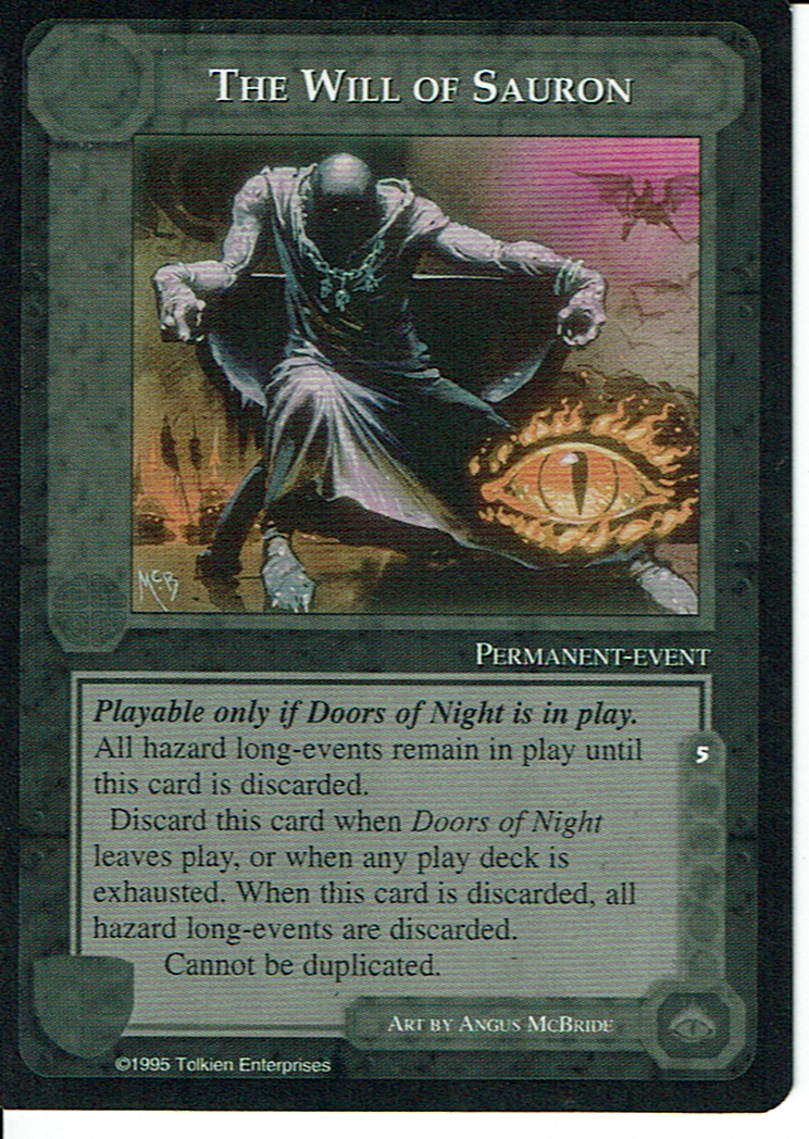 MIDDLE EARTH BLACK BORDER PREMIER RARE CARD THE WILL OF SAURON ex