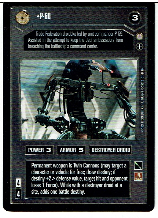 STAR WARS CCG CORUSCANT, DARK SIDE RARE CARD P-60