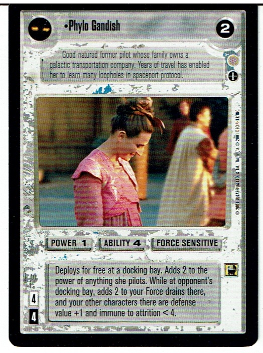 STAR WARS CCG CORUSCANT, LIGHT SIDE RARE CARD PHYLO GANDISH ex