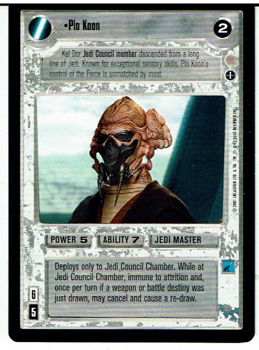 STAR WARS CCG CORUSCANT, LIGHT SIDE RARE CARD PLO KOON ex