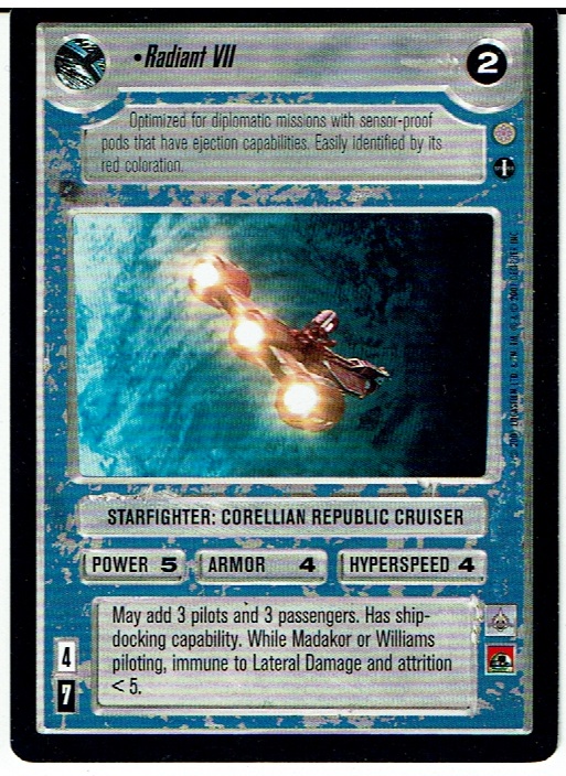 STAR WARS CCG CORUSCANT, LIGHT SIDE RARE CARD RADIANT VII