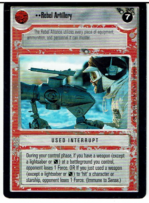 STAR WARS CCG CORUSCANT, LIGHT SIDE RARE CARD REBEL ARTILLERY ex