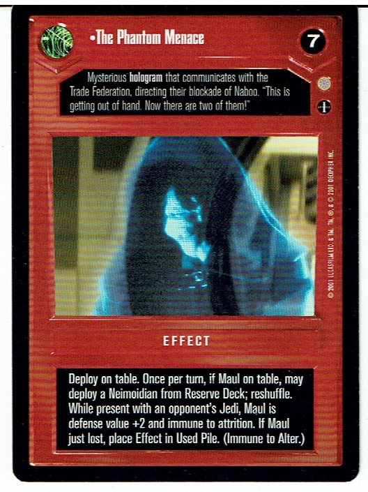 STAR WARS CCG CORUSCANT, DARK SIDE RARE CARD THE PHANTOM MENACE ex