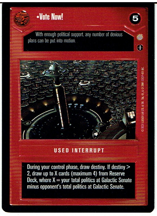 STAR WARS CCG CORUSCANT, DARK SIDE RARE CARD VOTE NOW! ex