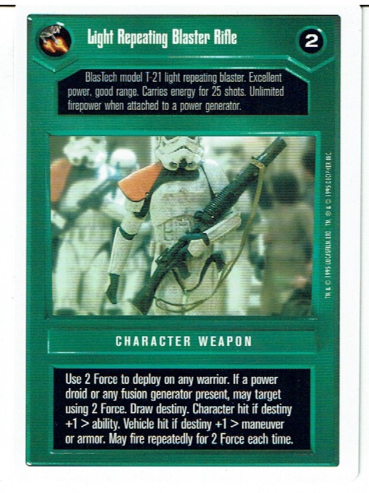 STAR WARS CCG PREMIERE WHITE BORDER RARE LIGHT REPEATING BLASTER ex