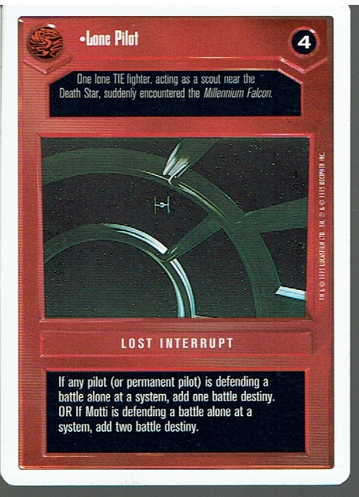 STAR WARS CCG PREMIERE WHITE BORDER RARE LONE PILOT ex