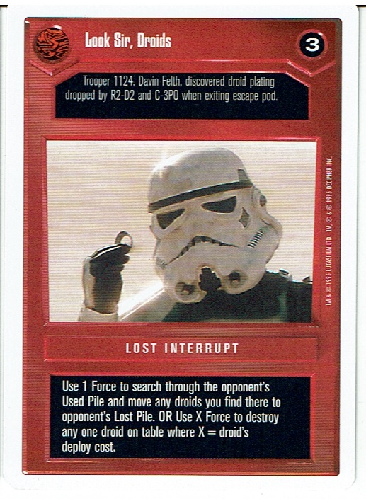 STAR WARS CCG PREMIERE WHITE BORDER RARE LOOK SIR, DROIDS ex