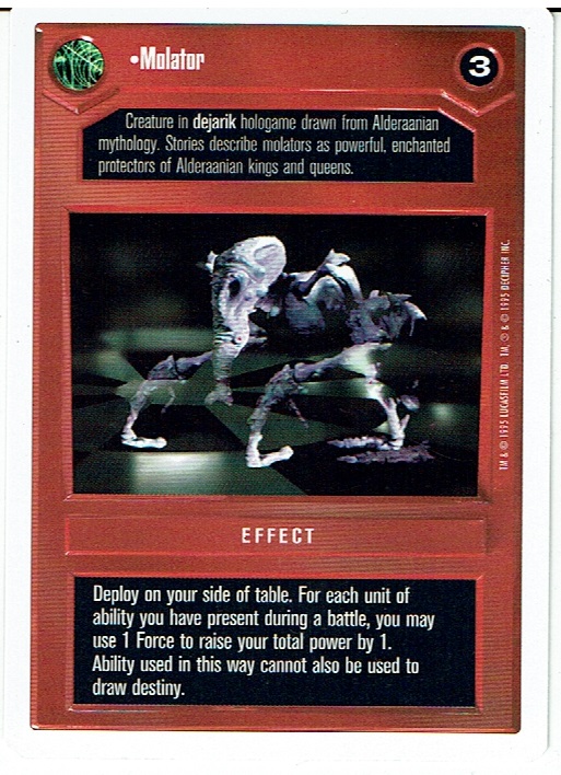 STAR WARS CCG PREMIERE WHITE BORDER RARE MOLATOR ex