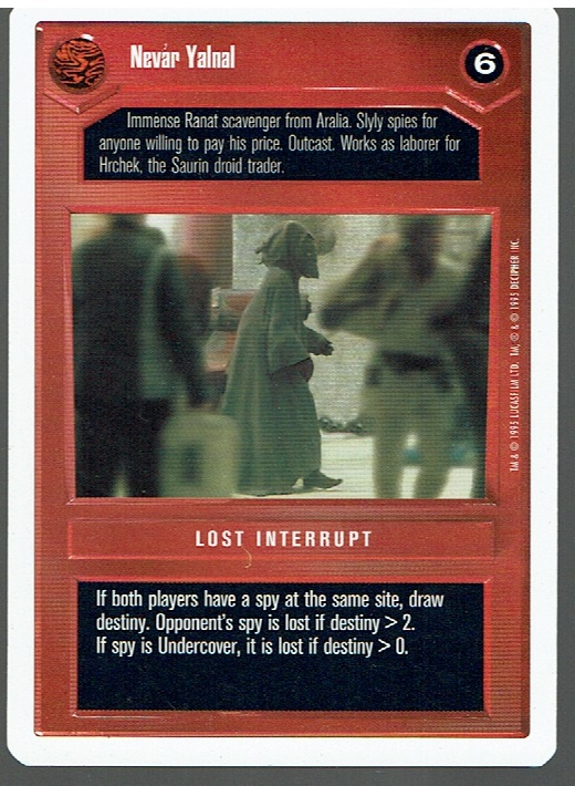 STAR WARS CCG PREMIERE WHITE BORDER RARE NEVAR YALNAL ex