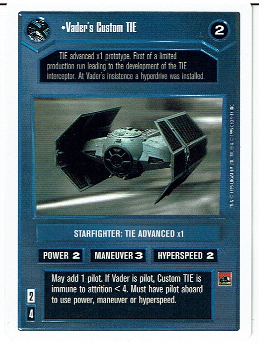 STAR WARS CCG PREMIERE WHITE BORDER RARE VADER'S CUSTOM TIE ex