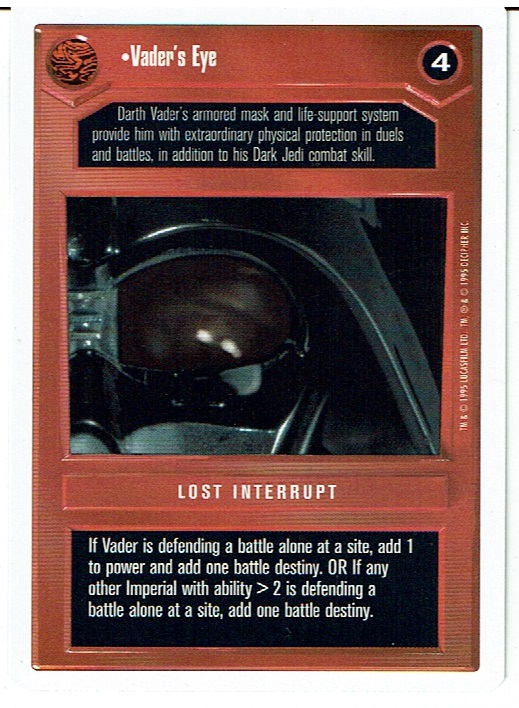 STAR WARS CCG PREMIERE WHITE BORDER RARE VADER'S EYE ex