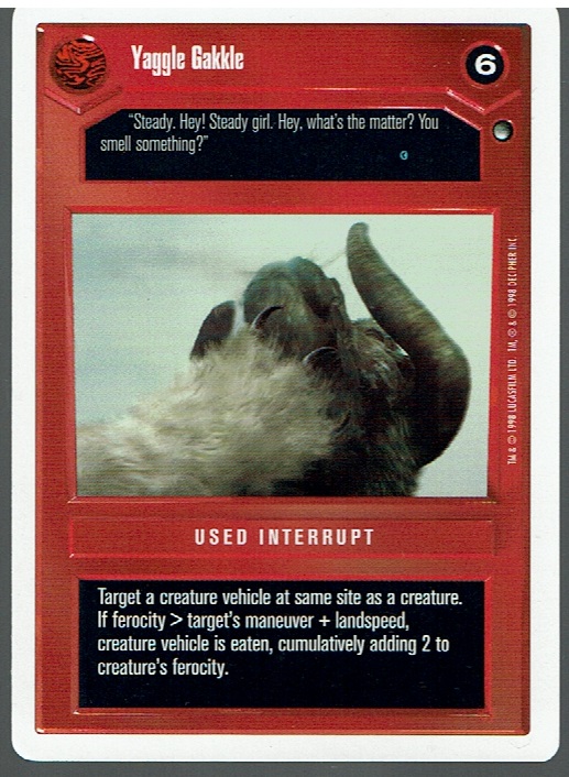 STAR WARS CCG HOTH WHITE BORDER DARK SIDE RARE YAGGLE GAKKLE ex