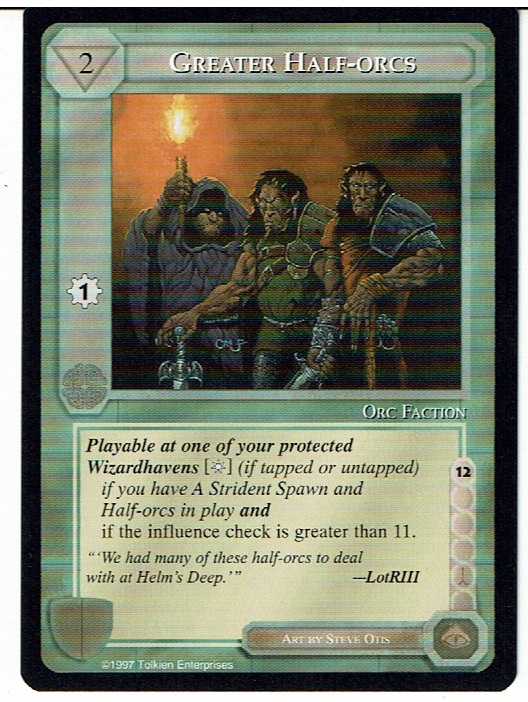 MIDDLE EARTH THE WHITE HAND RARE CARD GREATER HALF-ORCS ex