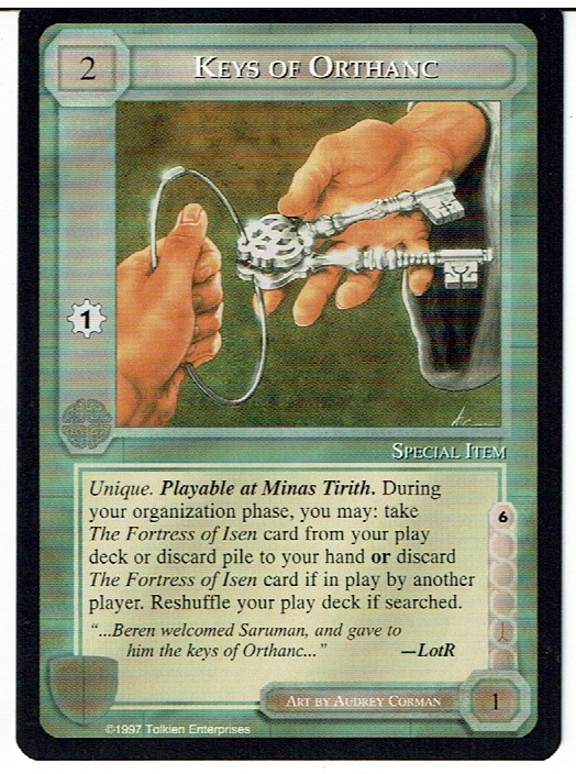MIDDLE EARTH THE WHITE HAND RARE CARD KEYS OF ORTHANC ex