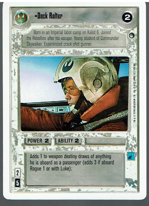 STAR WARS CCG HOTH WHITE BORDER LIGHT SIDE RARE DACK RALTER ex
