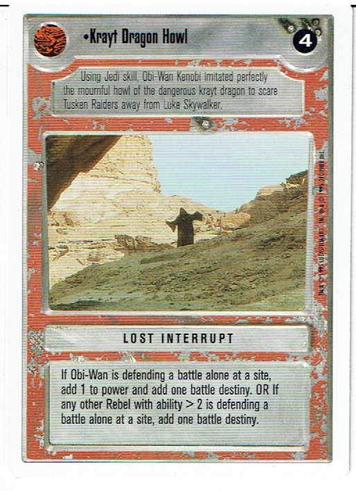 STAR WARS CCG PREMIERE WHITE BORDER RARE KRAYT DRAGON HOWL ex