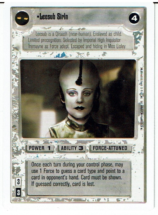 STAR WARS CCG PREMIERE WHITE BORDER RARE LEESUB SIRLIN ex