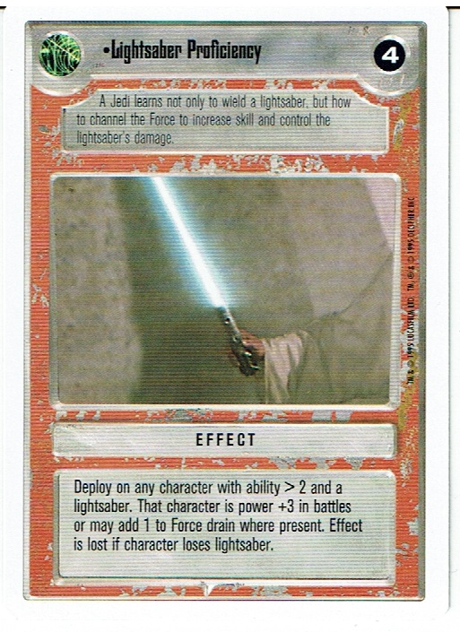 STAR WARS CCG PREMIERE WHITE BORDER RARE LIGHTSABER PROFICIENCY ex