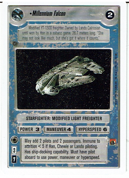 STAR WARS CCG PREMIERE WHITE BORDER RARE MILLENIUM FALCON (played)
