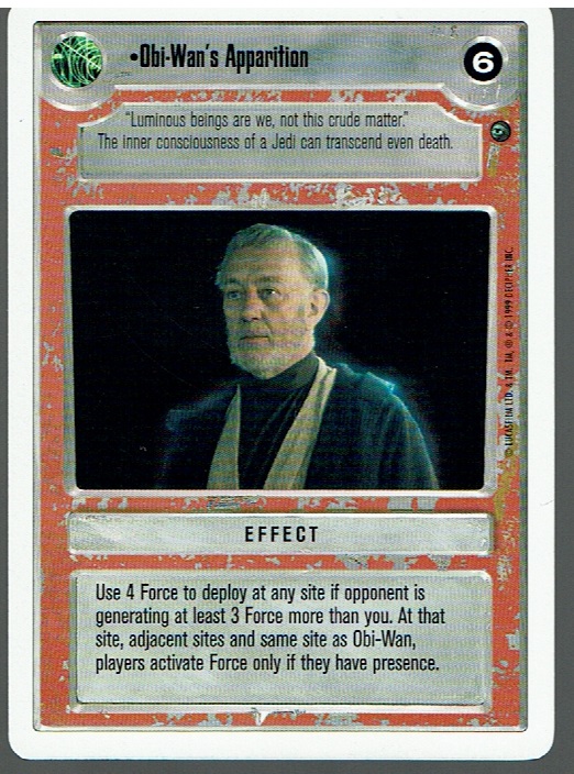 STAR WARS CCG DAGOBAH WHITE BORDER LIGHT SIDE OBI-WAN'S APPARITION ex