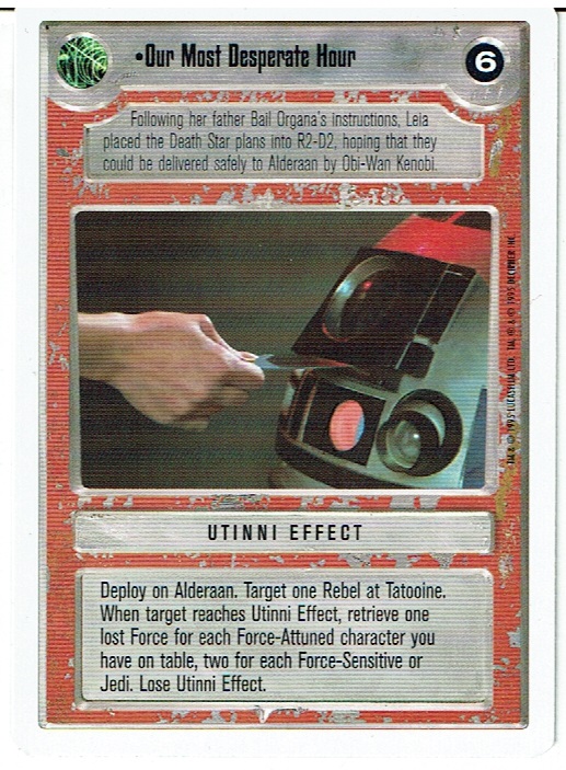 STAR WARS CCG PREMIERE WHITE BORDER RARE OUR MOST DESPERATE HOUR ex