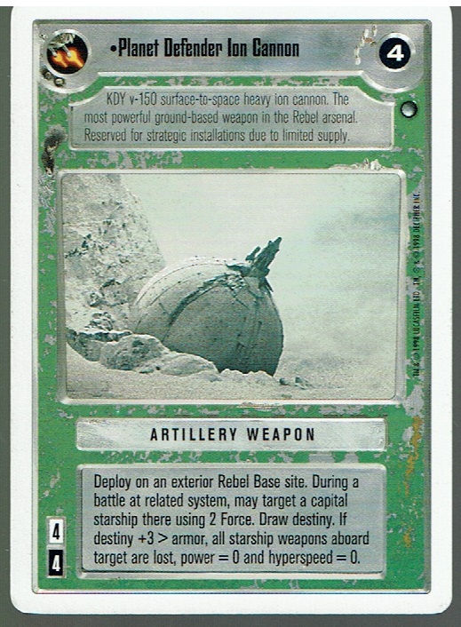 STAR WARS CCG HOTH WHITE BORDER LIGHT SIDE RARE PLANET DEFENDER ION CANNON ex