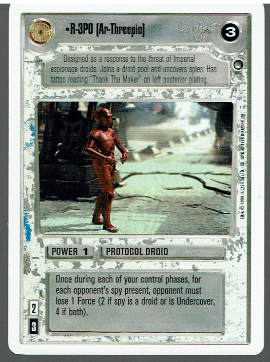 STAR WARS CCG HOTH WHITE BORDER LIGHT SIDE RARE R-3PO ex