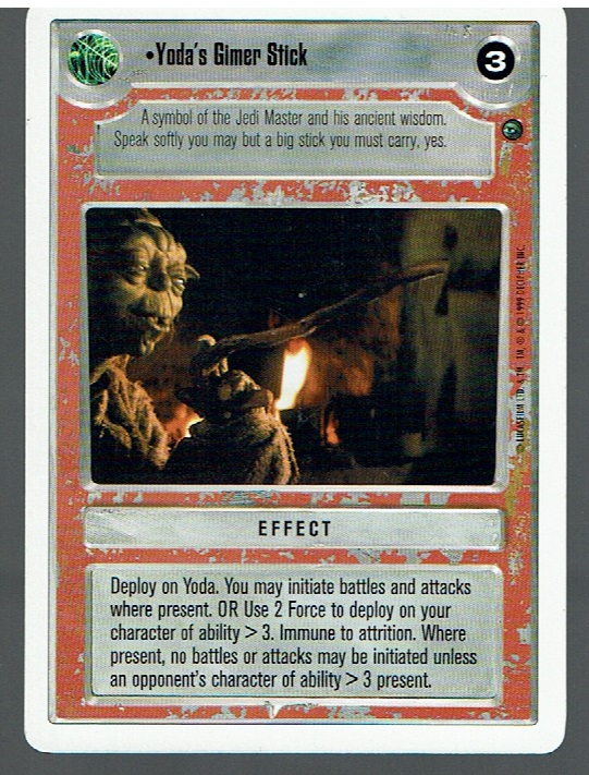 STAR WARS CCG DAGOBAH WHITE BORDER LIGHT SIDE YODA'S GIMER STICK ex