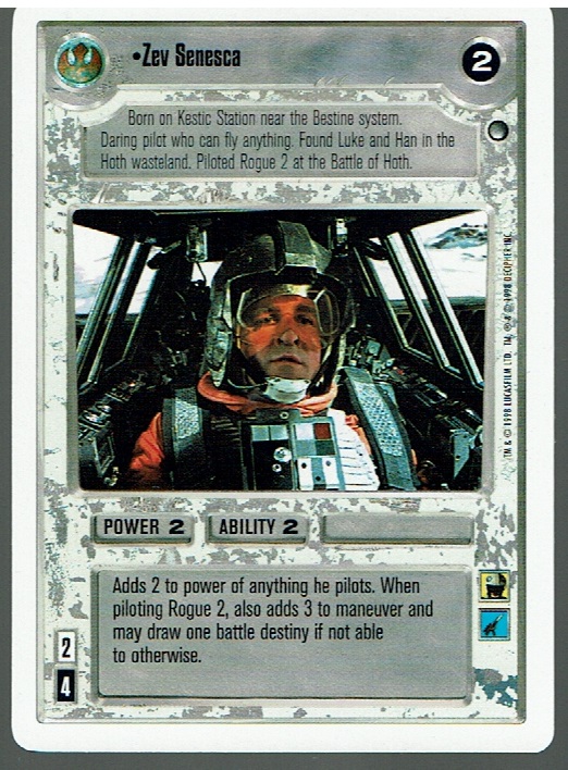 STAR WARS CCG HOTH WHITE BORDER LIGHT SIDE RARE ZEV SENESCA ex