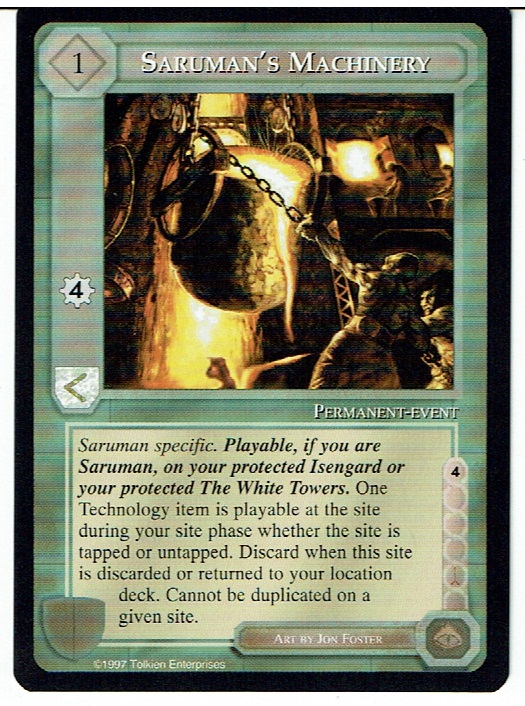 MIDDLE EARTH THE WHITE HAND RARE CARD SARUMAN'S MACHINERY ex