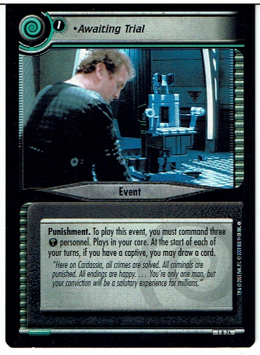 STAR TREK CCG 2E PREMIERE RARE CARD AWAITING TRIAL 1R76 ex
