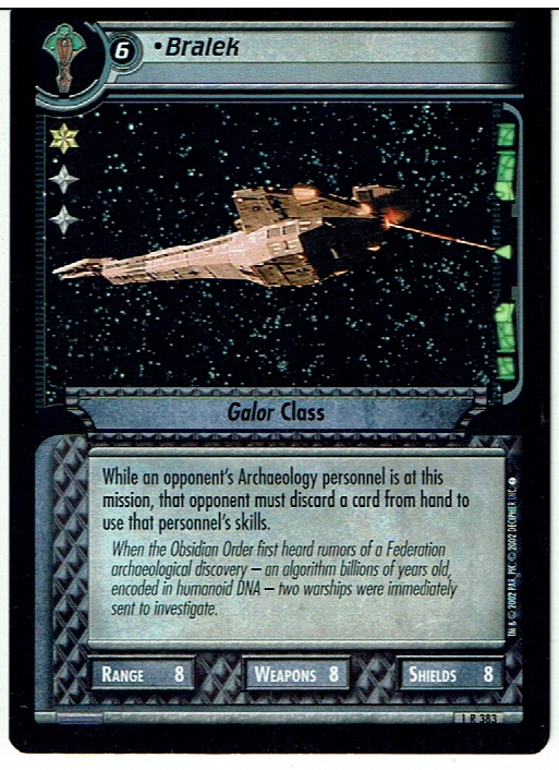 STAR TREK CCG 2E PREMIERE RARE CARD BRALEK 1R383 ex