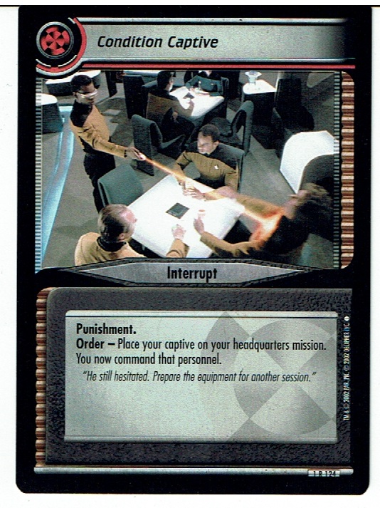 STAR TREK CCG 2E PREMIERE RARE CARD CONDITION CAPTIVE 1R124 ex