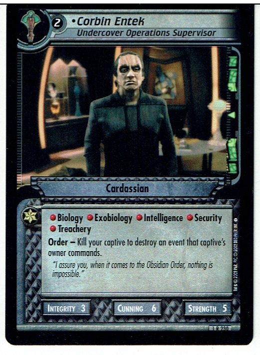STAR TREK CCG 2E PREMIERE RARE CARD CORBIN ENTEK 1R230 ex